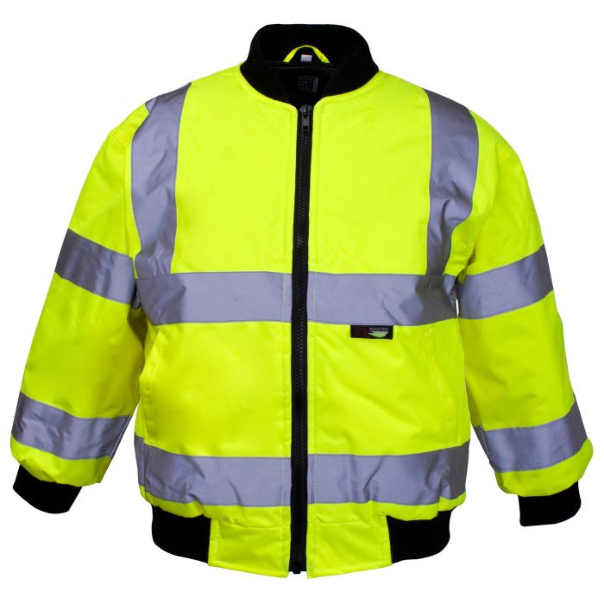 The Workwear Company Hi-Vis Reflective Junior Bomber Jacket Yellow, front view