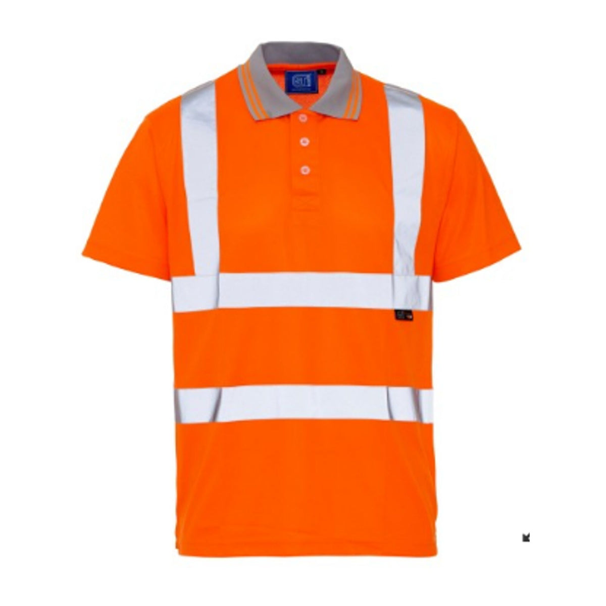 The Workwear Company Hi-Vis Reflective Polo Shirt Orange, front view