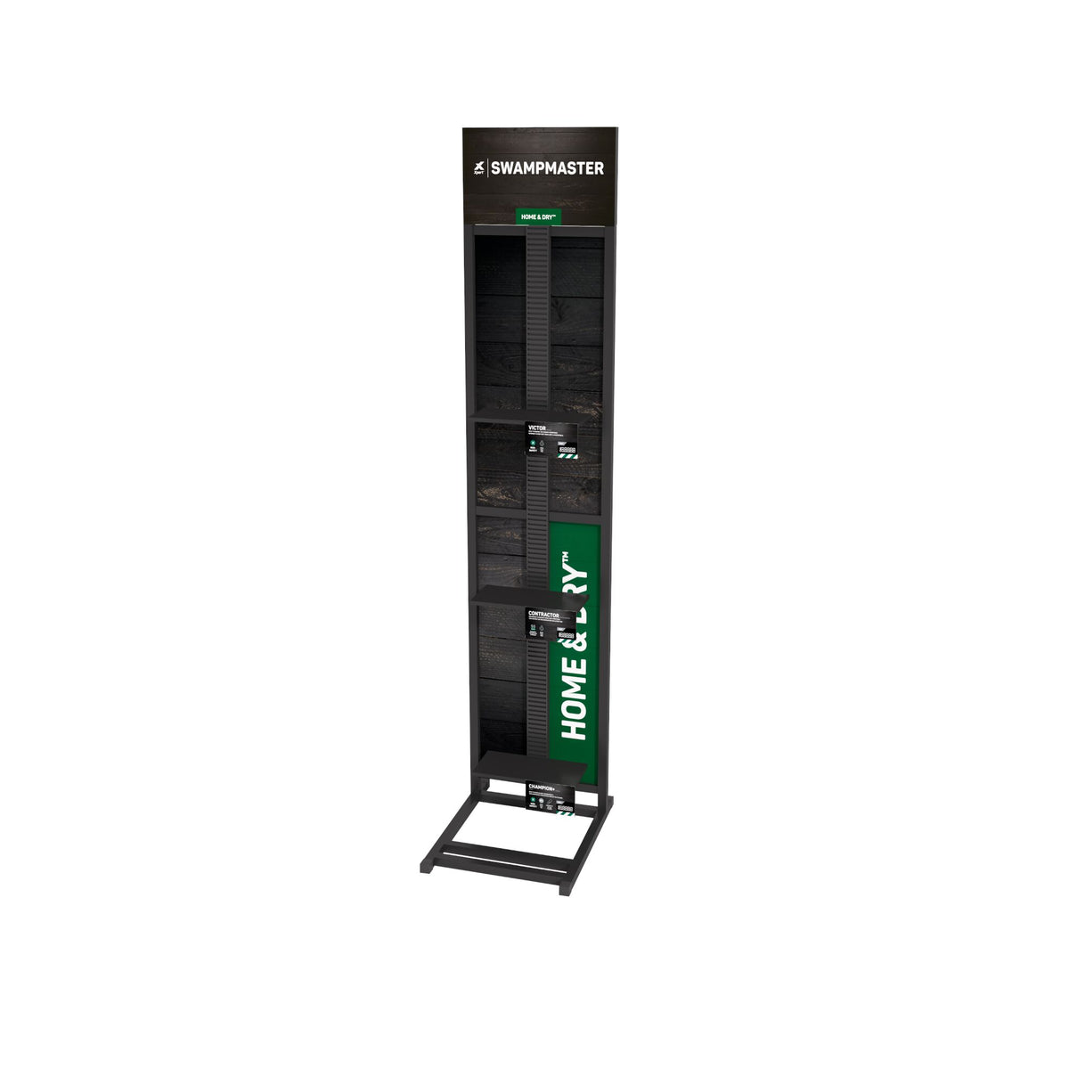 The Workwear Company Solo Display Stand with Swampmaster Artwork Black, front view