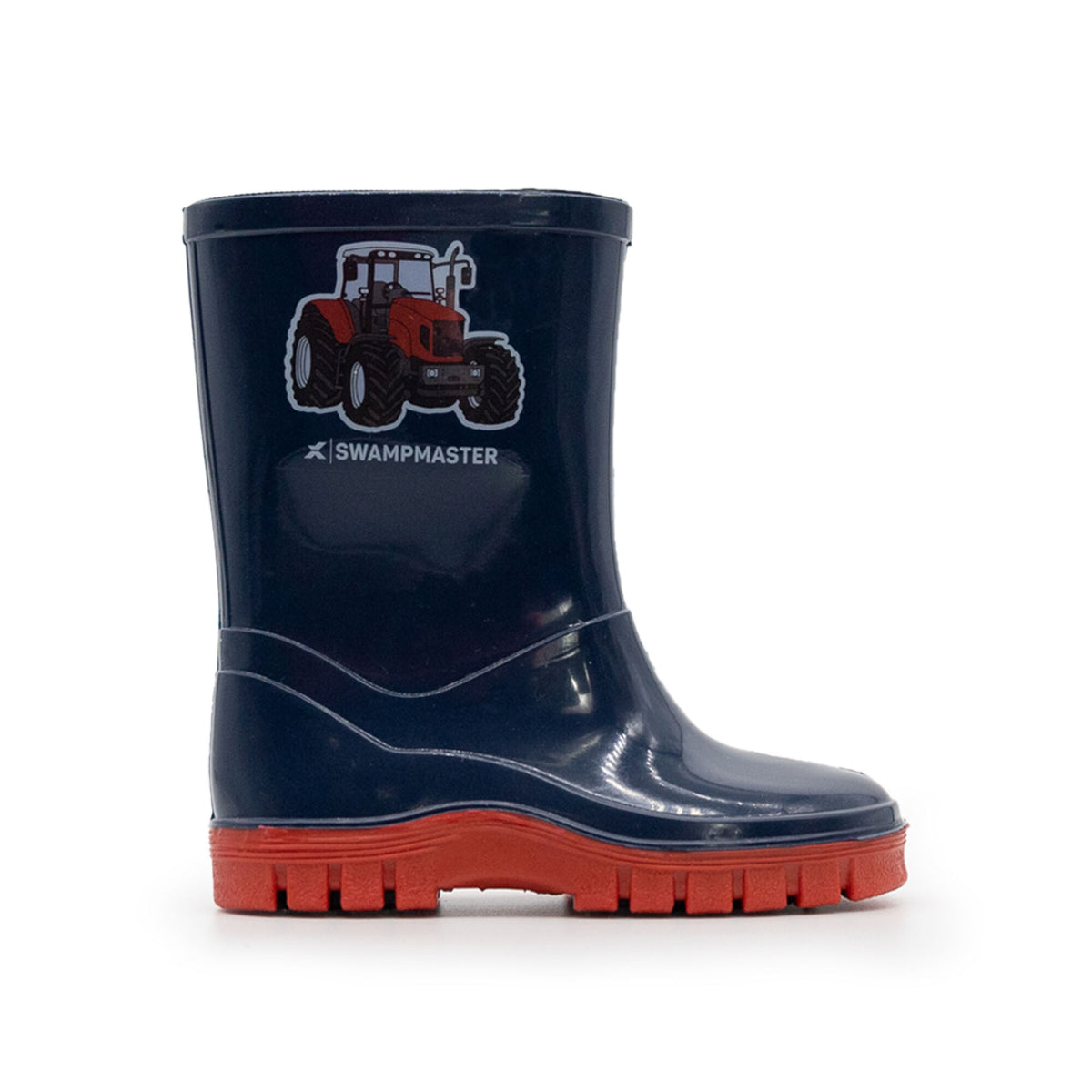 Xpert Swampmaster Junior Tractor Wellington Boot Navy/Red, front view