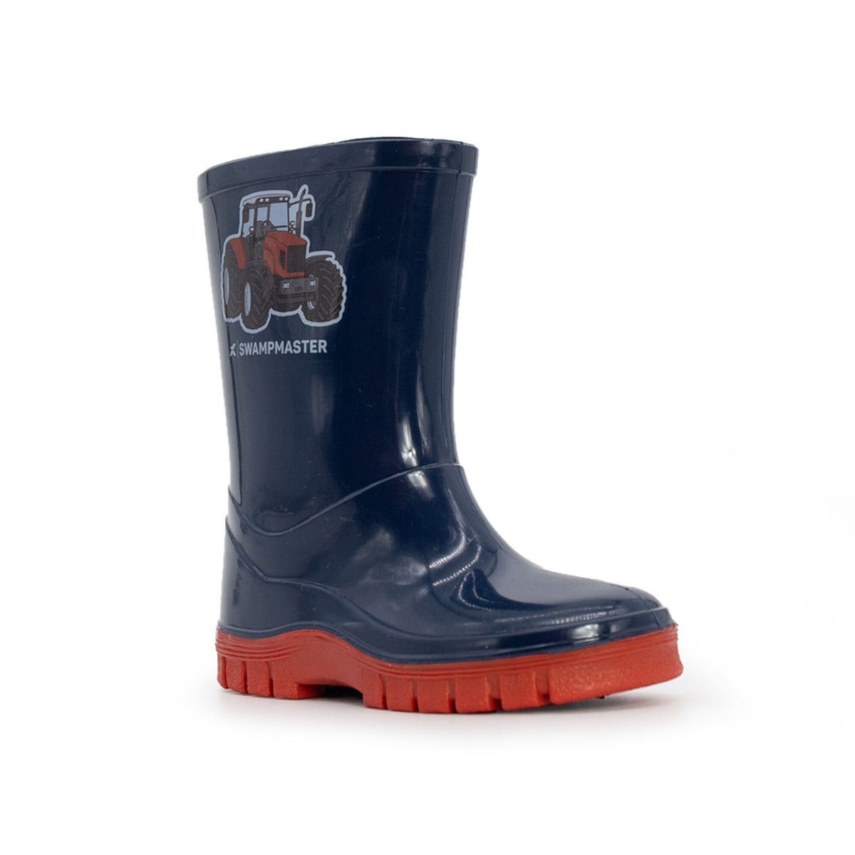 Xpert Swampmaster Junior Tractor Wellington Boot Navy/Red, front view