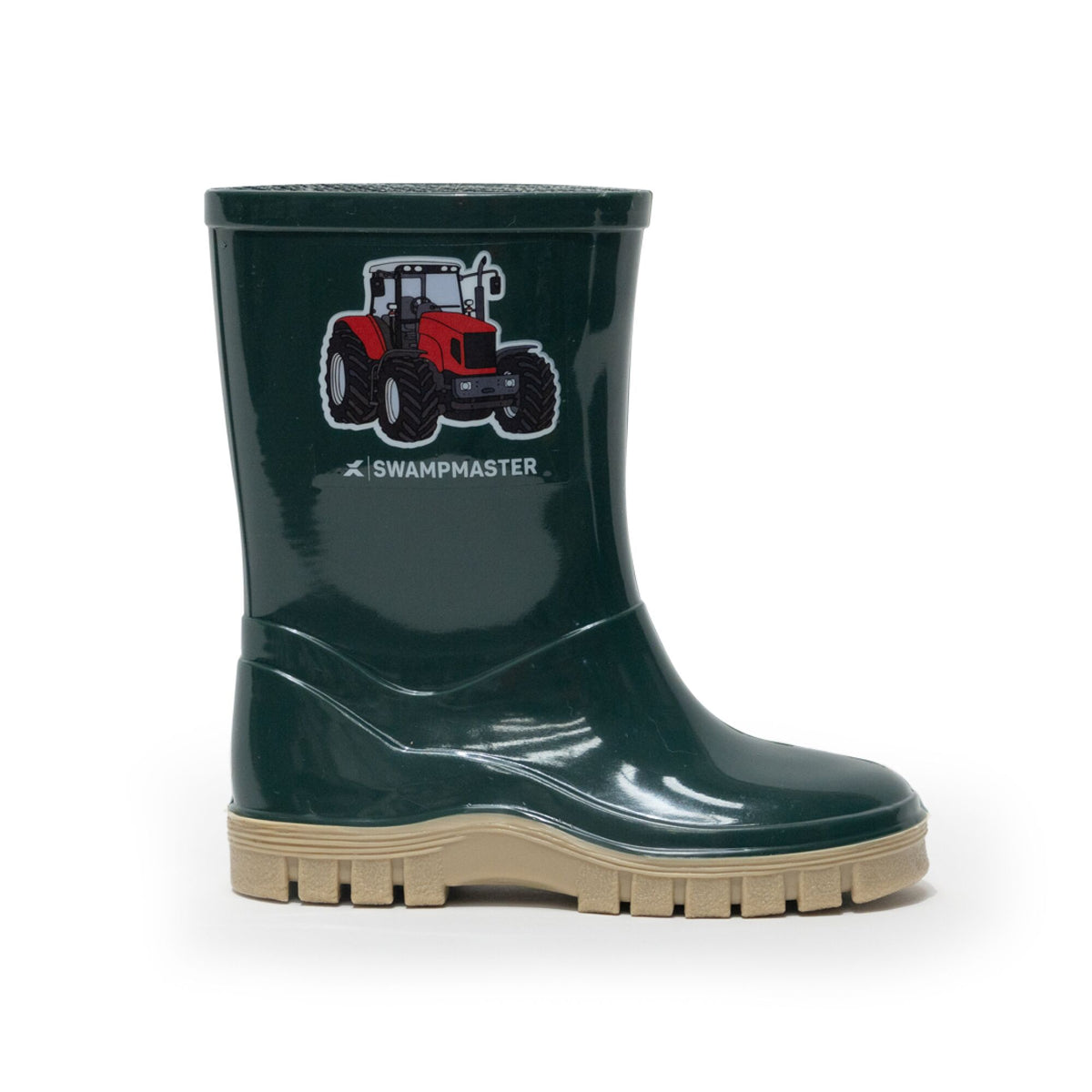 Xpert Swampmaster Junior Tractor Wellington Boot Green/Beige, front view