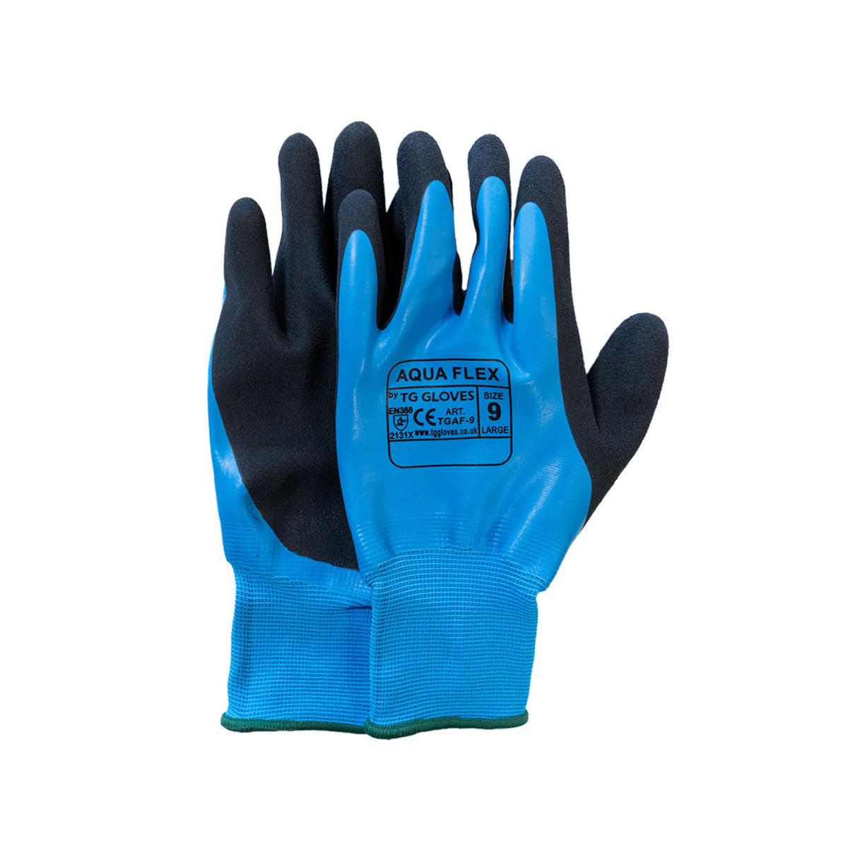 The Workwear Company Aquaflex TG Water Resistant Glove AQUA/BLACK, front view