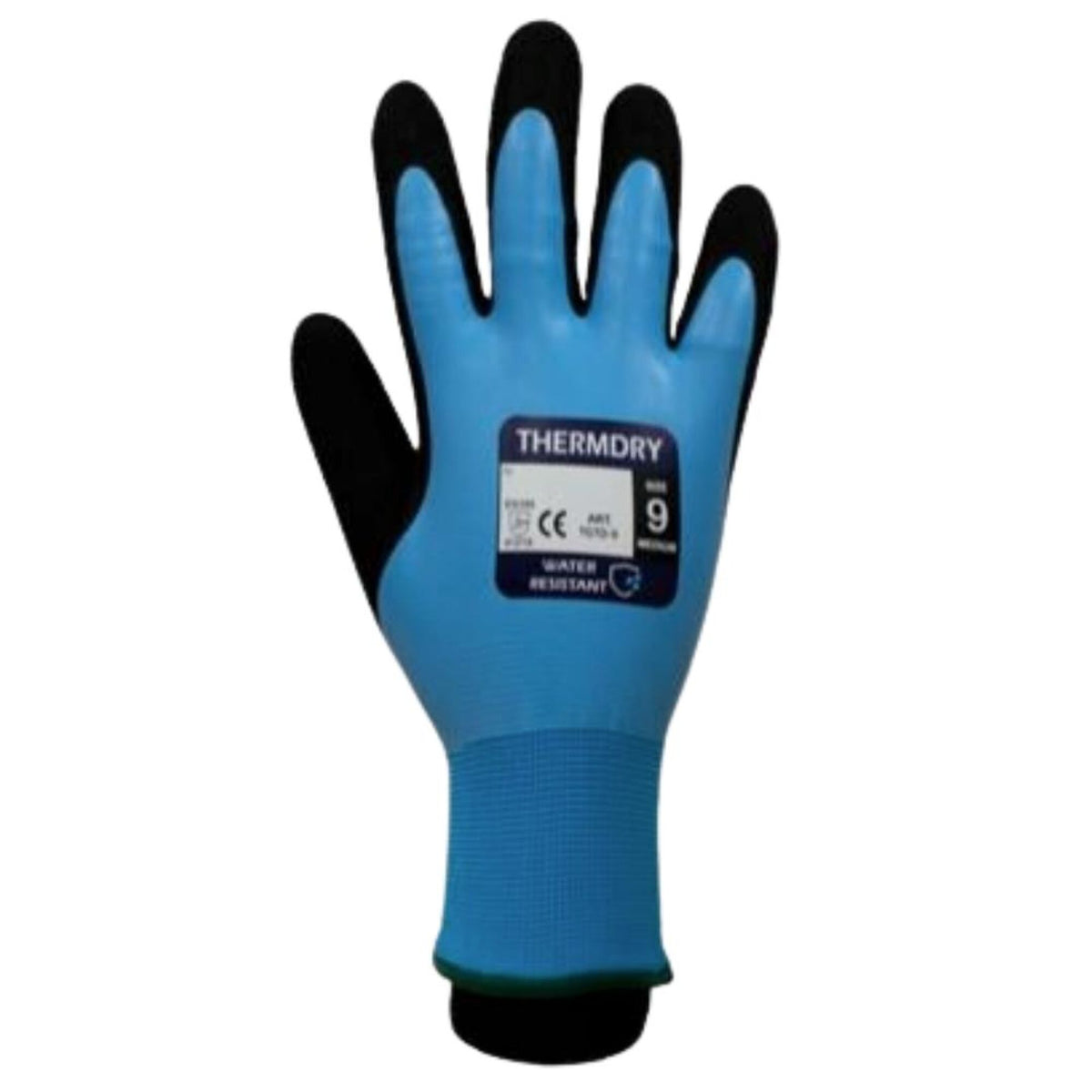 The Workwear Company TufGrip Thermdry Glove Black/Ice Blue, front view