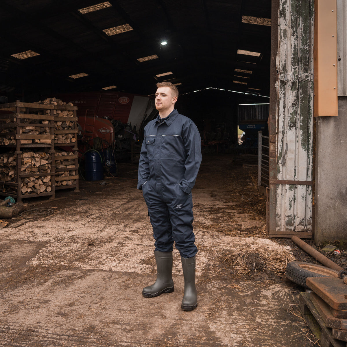 Xpert Core  Zip-Front Coverall Navy, front view
