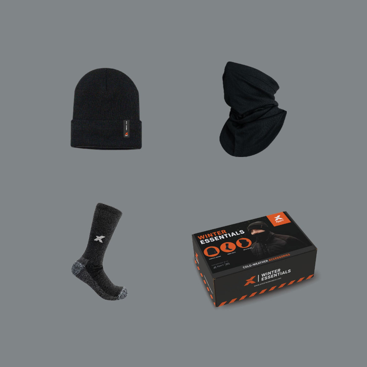 Xpert Core Xpert Winter Essentials Set Socks, Hat & Snood Black, front view