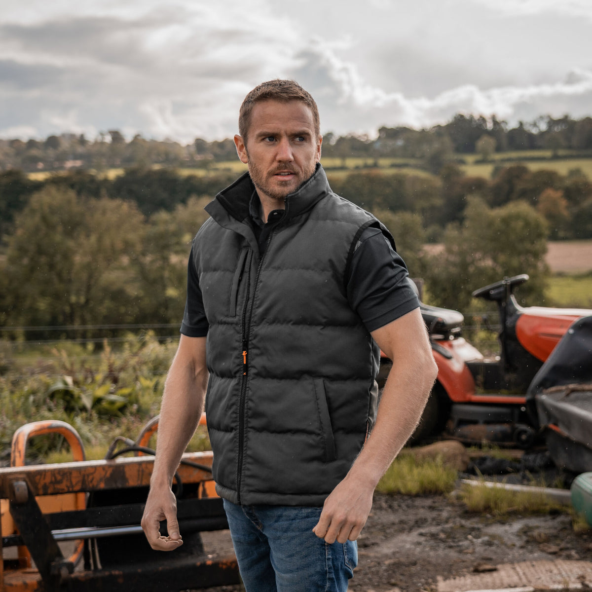 Xpert Core Padded Work Bodywarmer Grey, front view