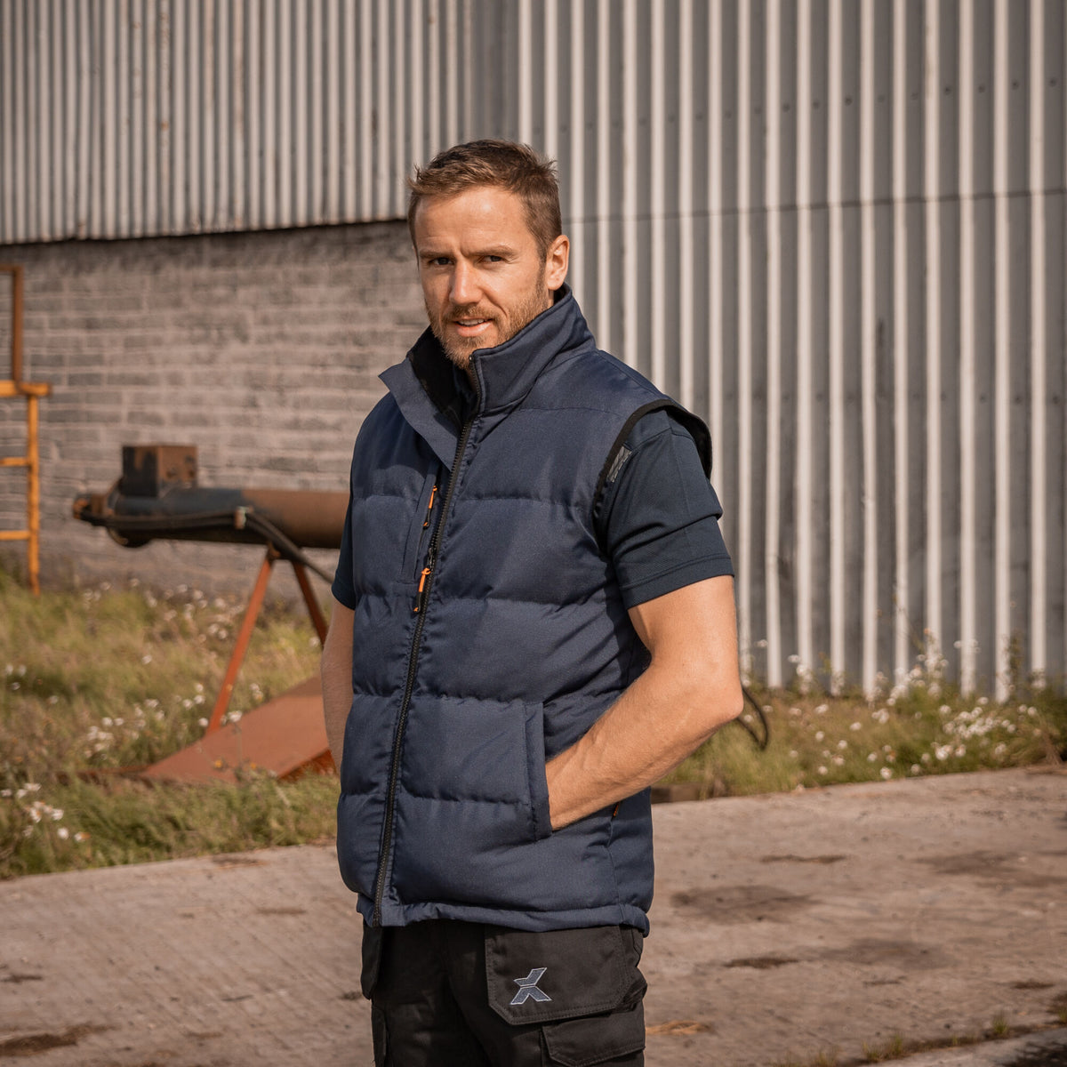 Xpert Core Padded Work Bodywarmer Navy, front view