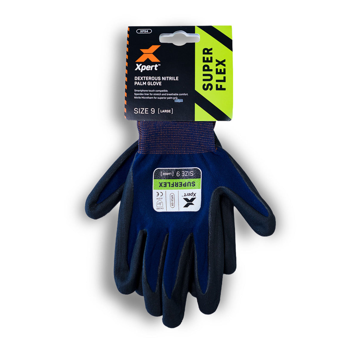 Xpert Core Superflex Dexterous Nitrile Palm Glove Navy/Black, front view