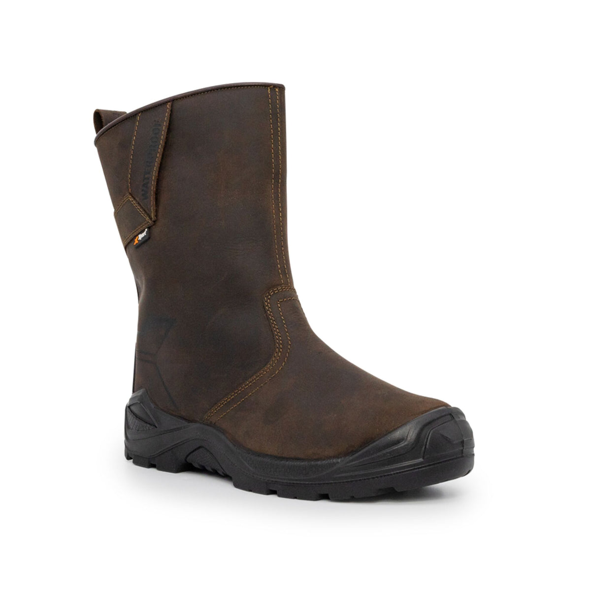 Xpert Invincible S3 Safety Waterproof Rigger Boot Brown, front view