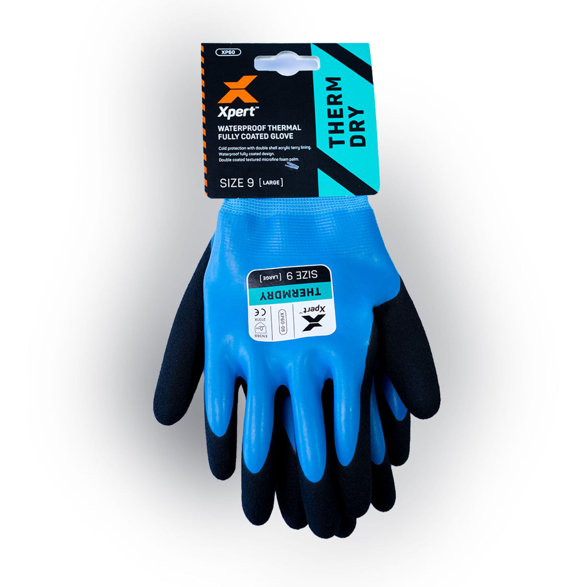 Xpert Core Thermdry Waterproof Thermal Fully Coated Glove Blue/Black, front view