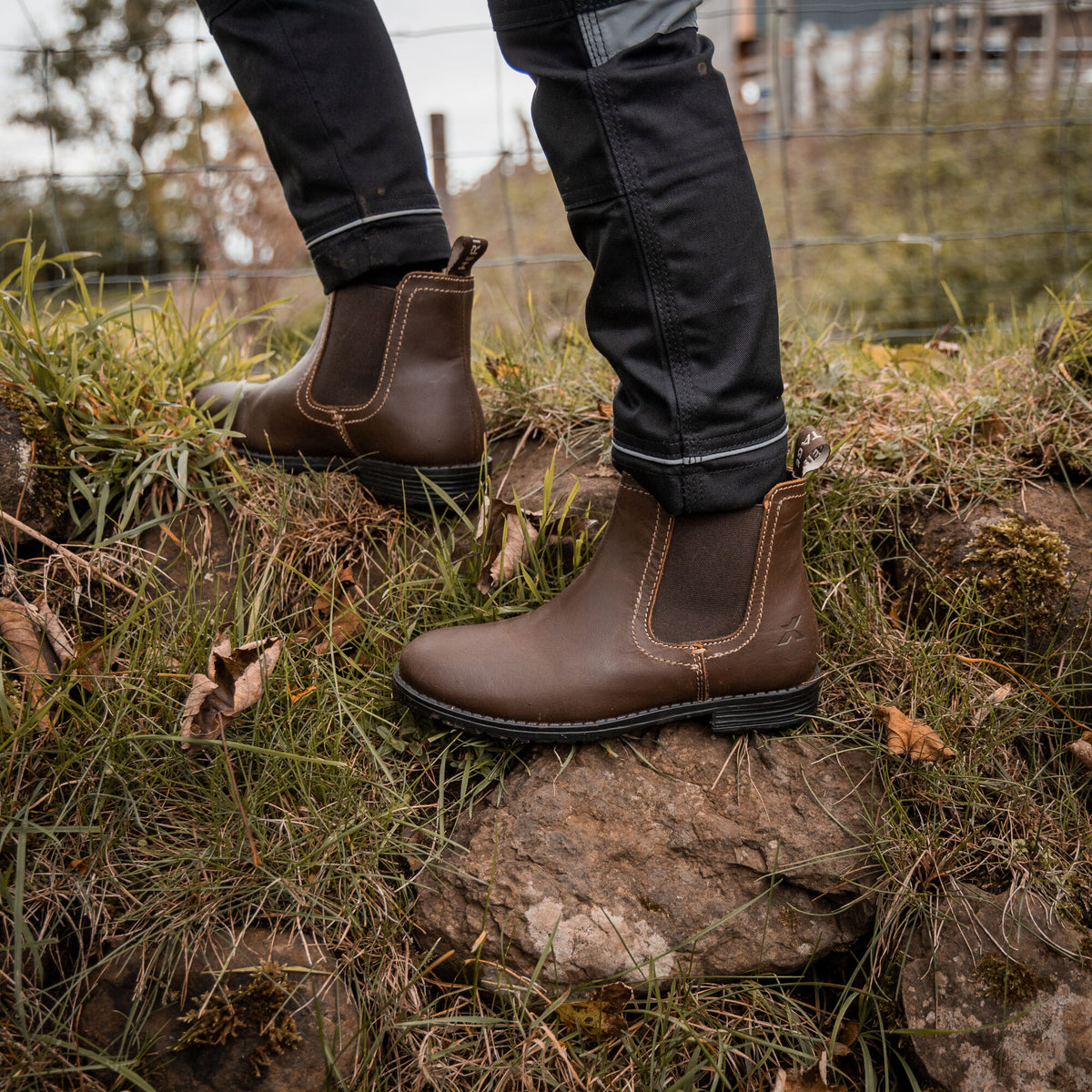 Xpert Heritage Farrier Junior Chelsea Boot Rustic Brown, front view