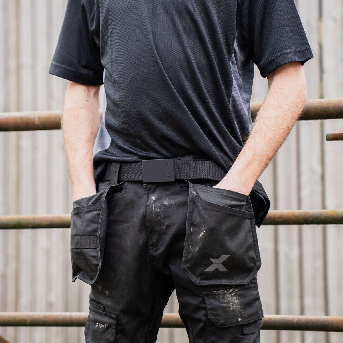 Xpert Pro Stretch Work Belt Black, front view