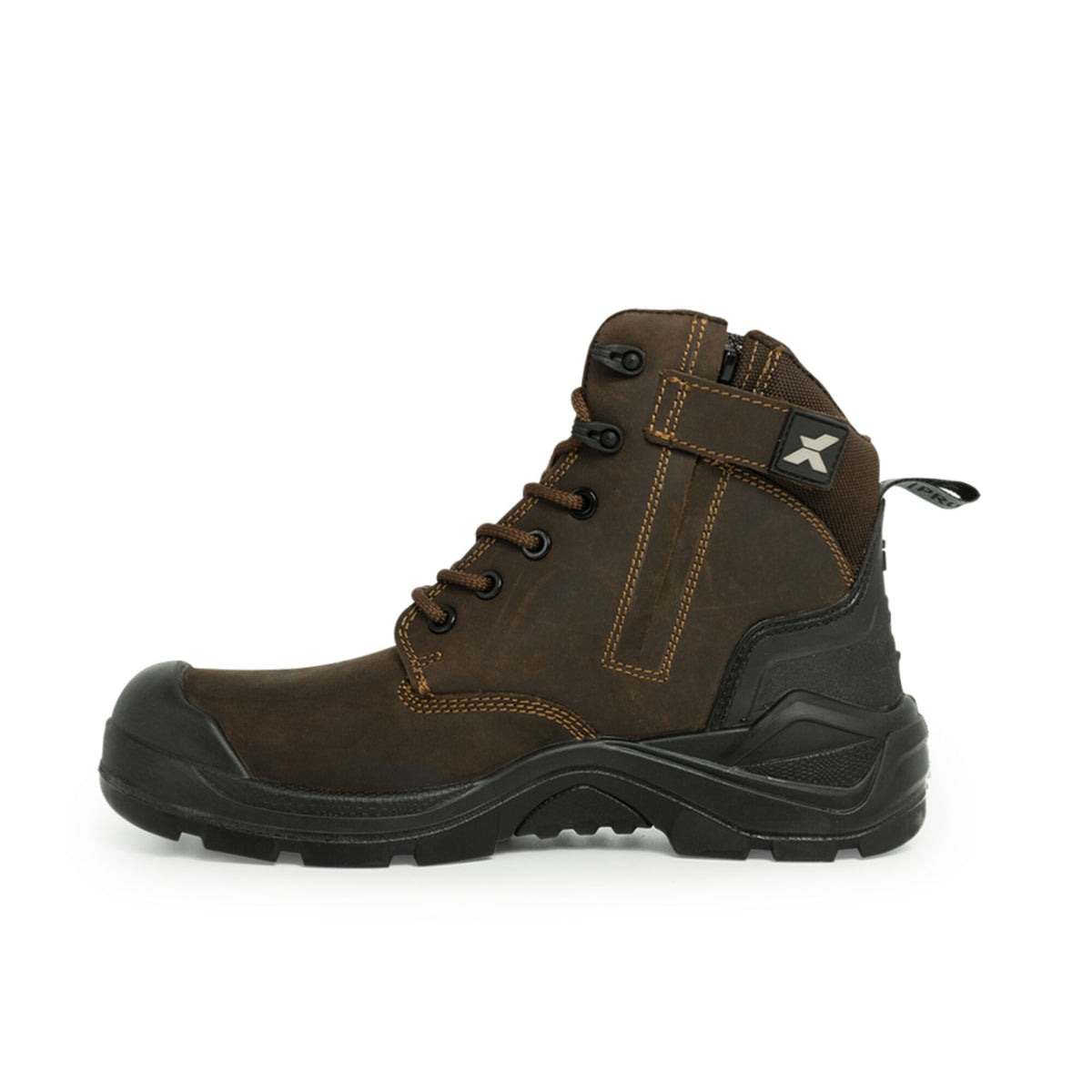 Xpert Pro Zipster S3L Safety Zip-Side Boot Brown, front view