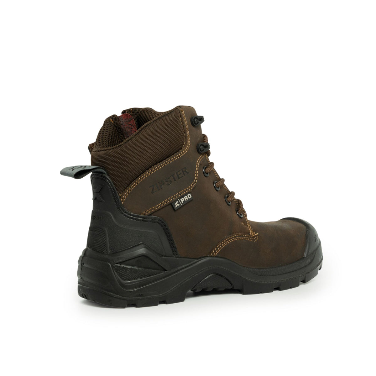 Xpert Pro Zipster S3L Safety Zip-Side Boot Brown, front view