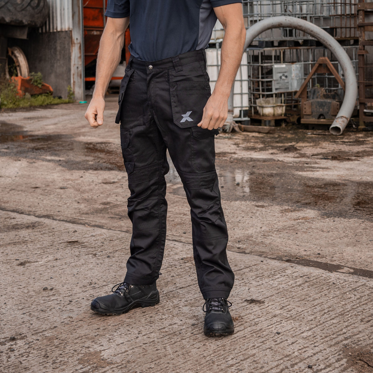 Xpert Pro Stretch+ Work Trouser Black, front view