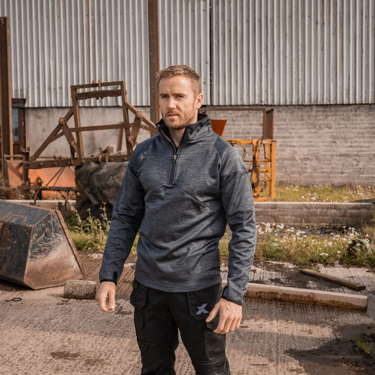 Xpert Pro Half Zip Tech Fleece Grey, front view
