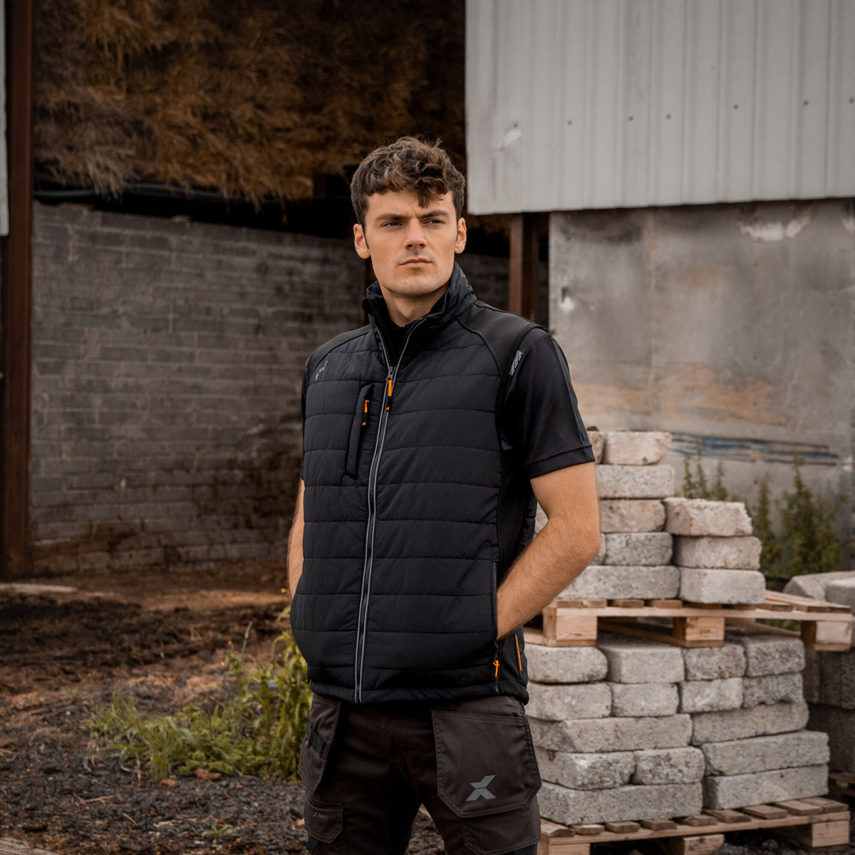 Xpert Pro Rip-Stop Panelled Bodywarmer Black, front view