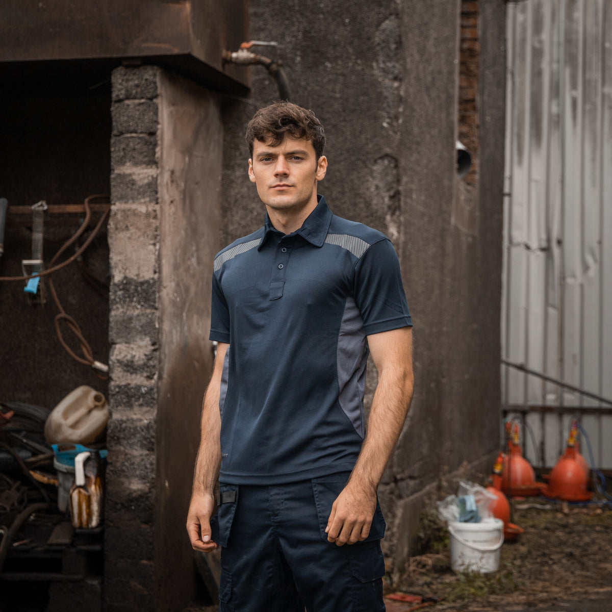Xpert Pro Stretch Polo Shirt Navy/Grey, front view