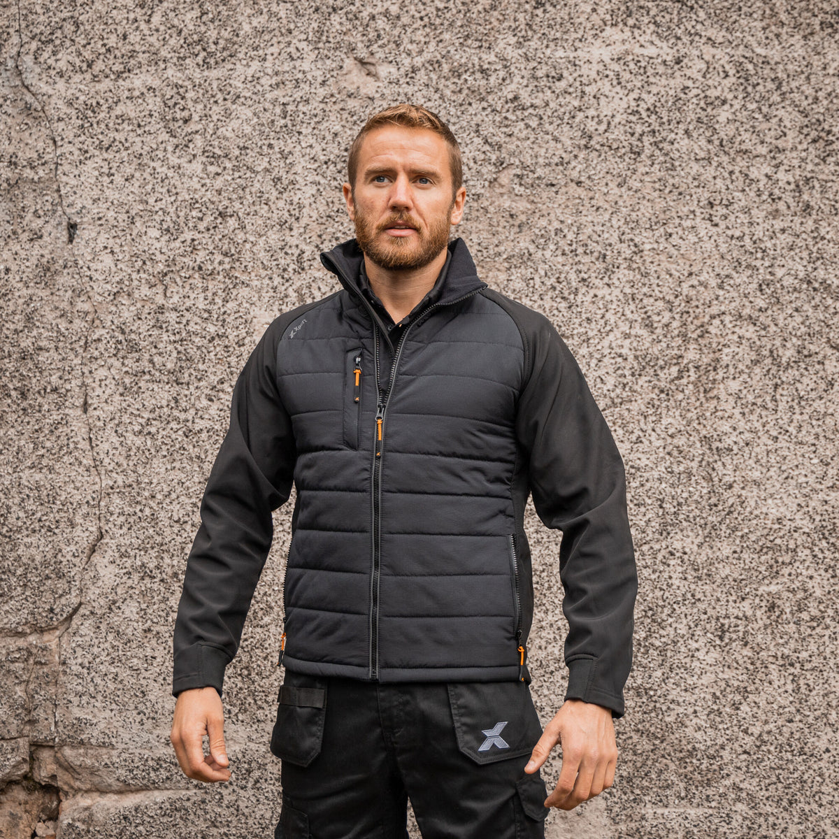 Xpert Pro Rip-Stop Insulated Hybrid Jacket Black, front view