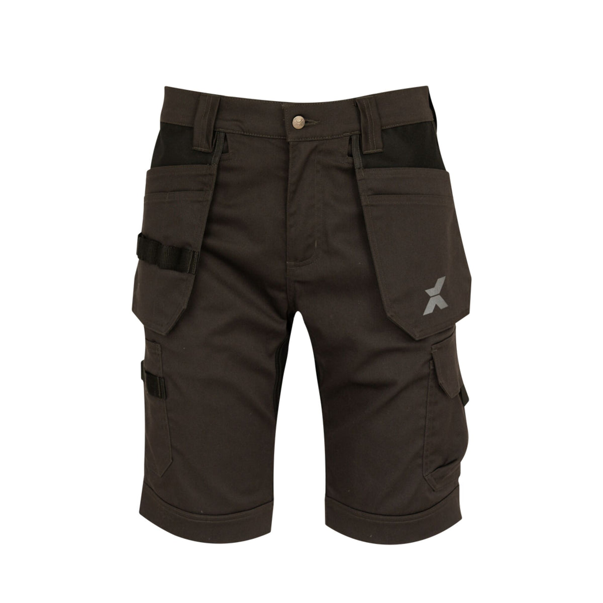 Xpert Pro Stretch+ Holster Pocket Work Shorts Grey/Black, front view