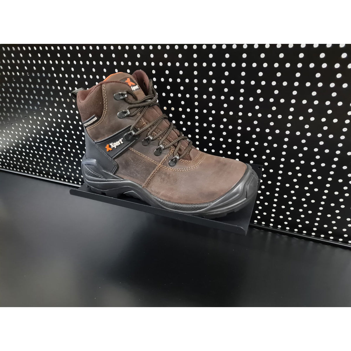 Xpert Footwear Holder For Perforated Panel / Slatwall Black, front view