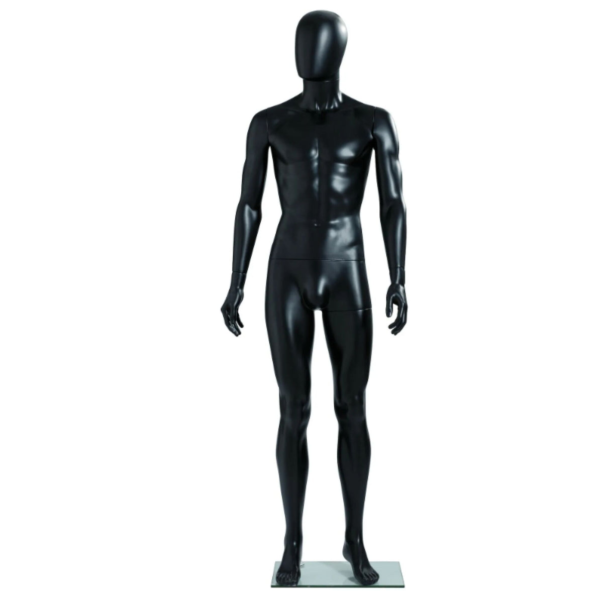 Xpert Male Faceless Full Mannequin C/W Glass Base Small/34R Black, front view