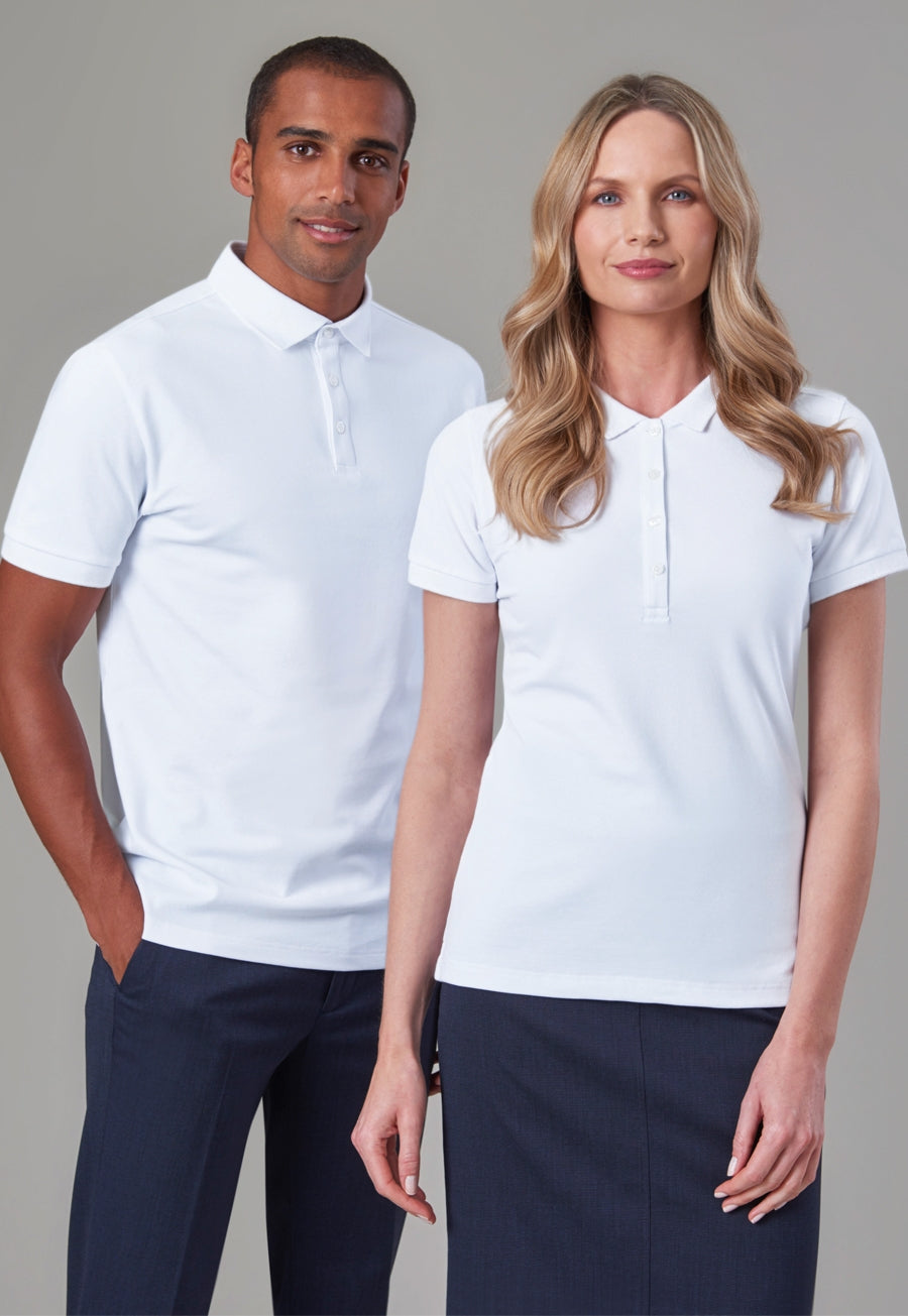 Brook Taverner Hampton Premium Cotton Polo in White, image 9