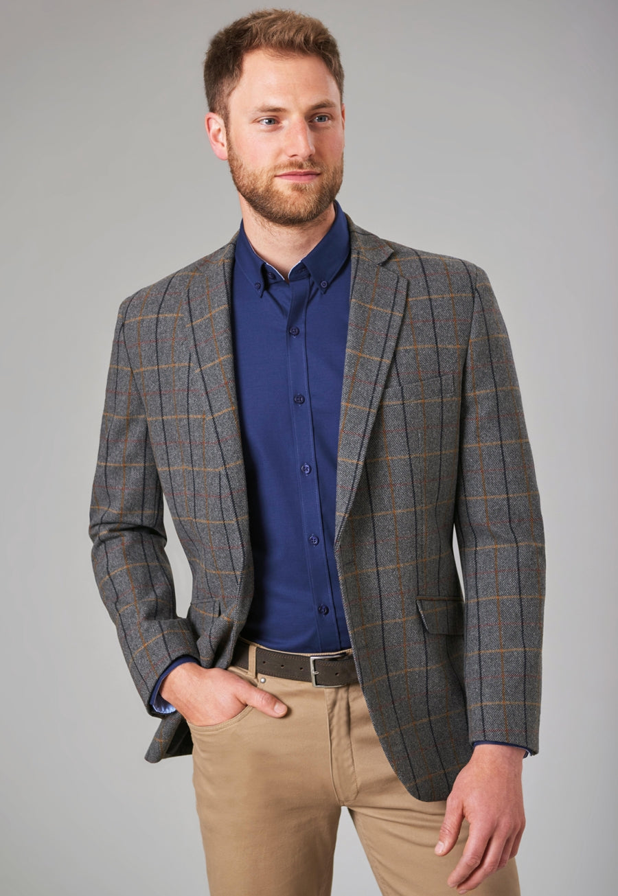 Brook Taverner Quebec Tweed Jacket in Grey/Brown, image 5