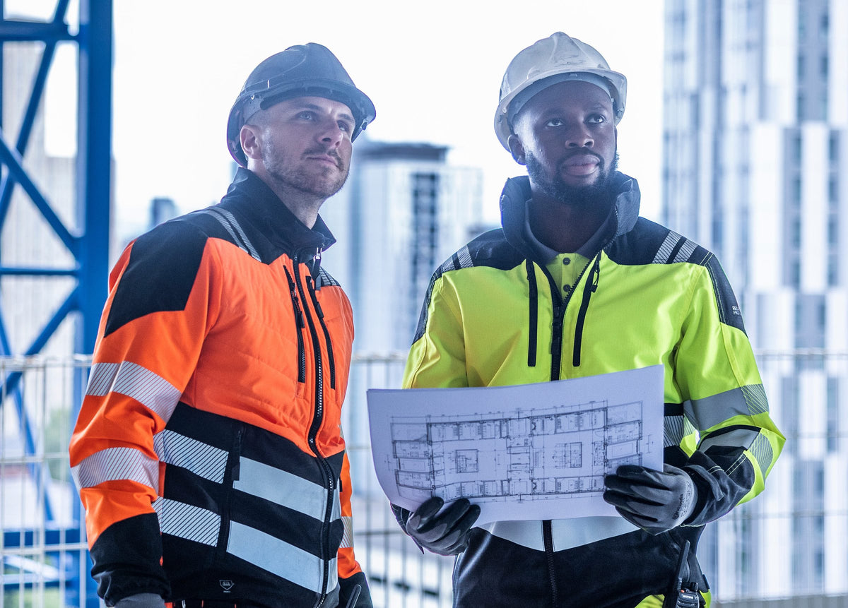 Two site workers in Regatta Professional hi-vis jackets