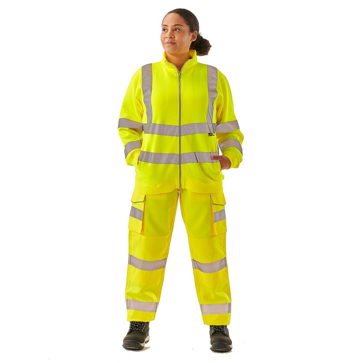 Supertouch - Ladies Hi Vis Yellow Eshaal Zipped Sweatshirt, image 4
