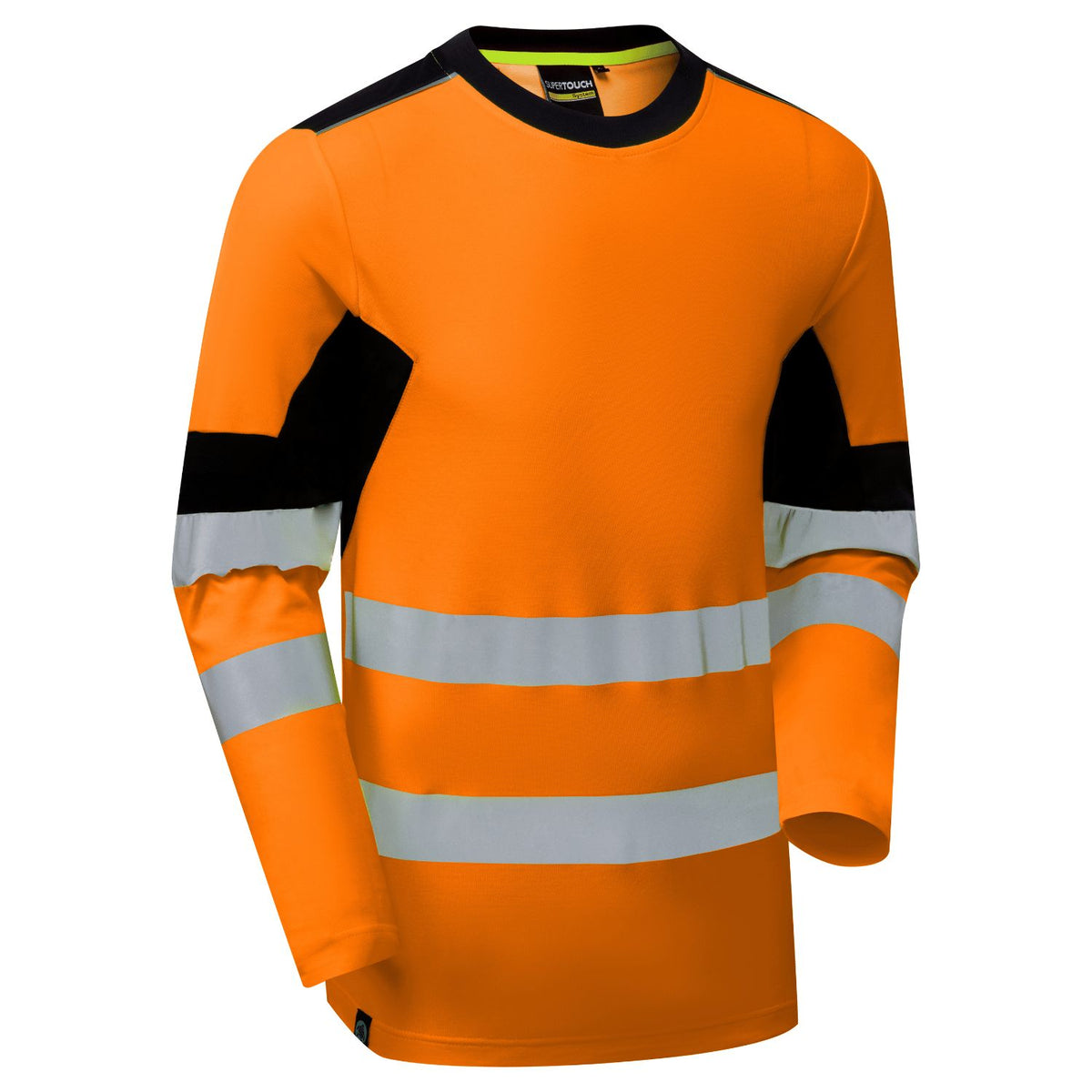 Supertouch Blue Sphere - System Hi-Vis Eco Insulated Long Sleeve Cotton Cool Orange/Navy T-Shirt, main product image