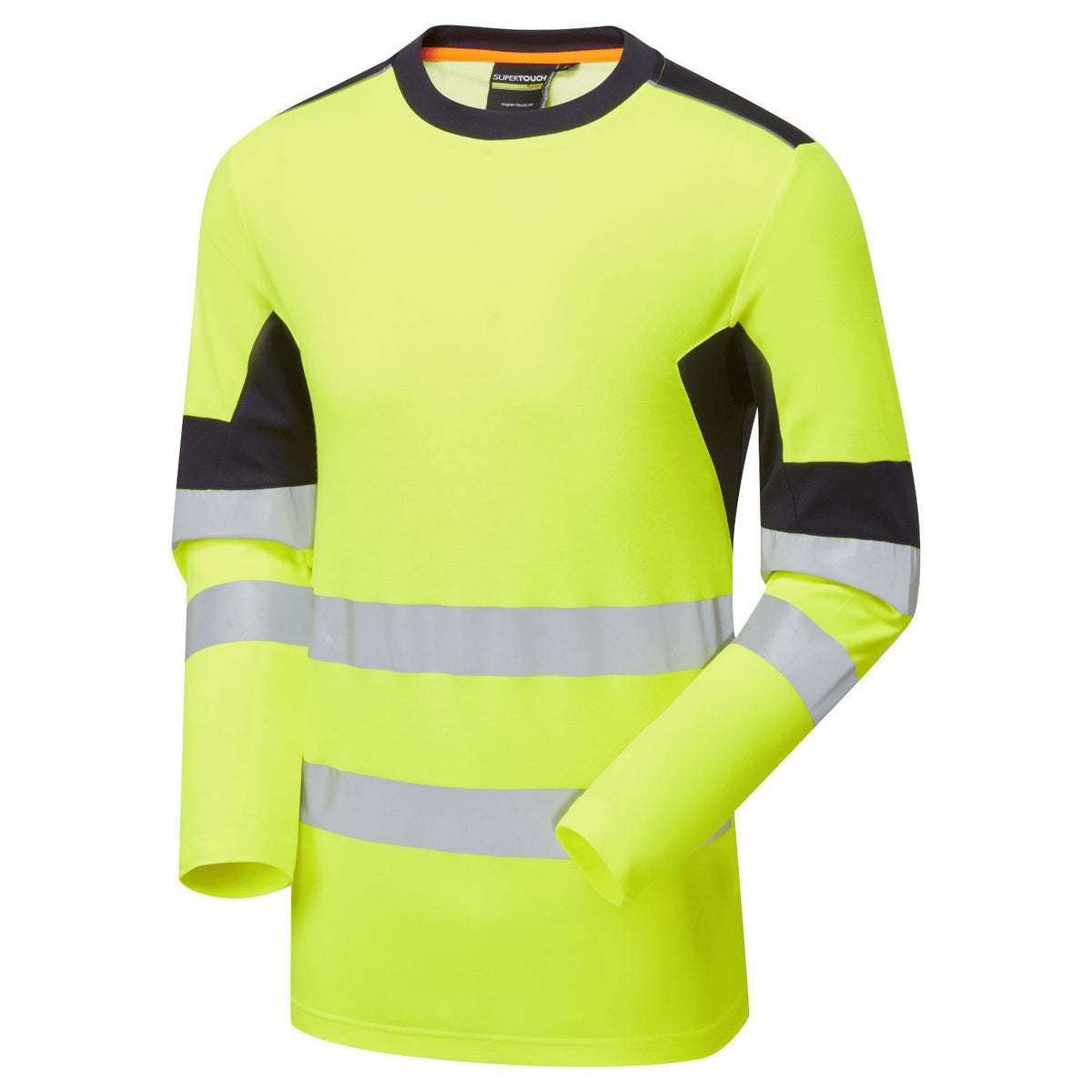 Supertouch Blue Sphere - System Hi-Vis Eco Insulated Long Sleeve Cotton Cool Yellow/Navy T-Shirt, image 2