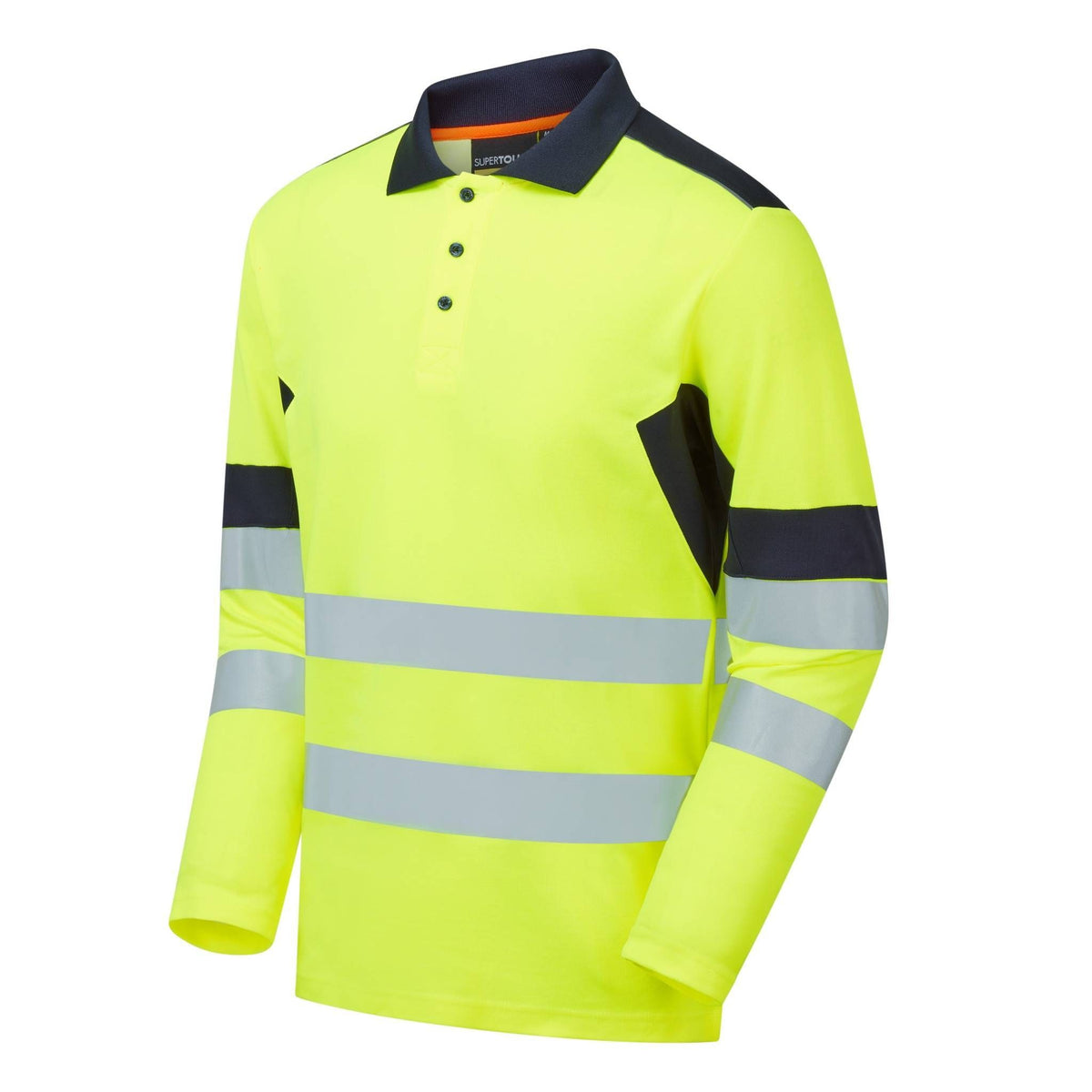 Supertouch Blue Sphere - System Hi-Vis Eco Yellow CottonCool Long Sleve Polo, image 2