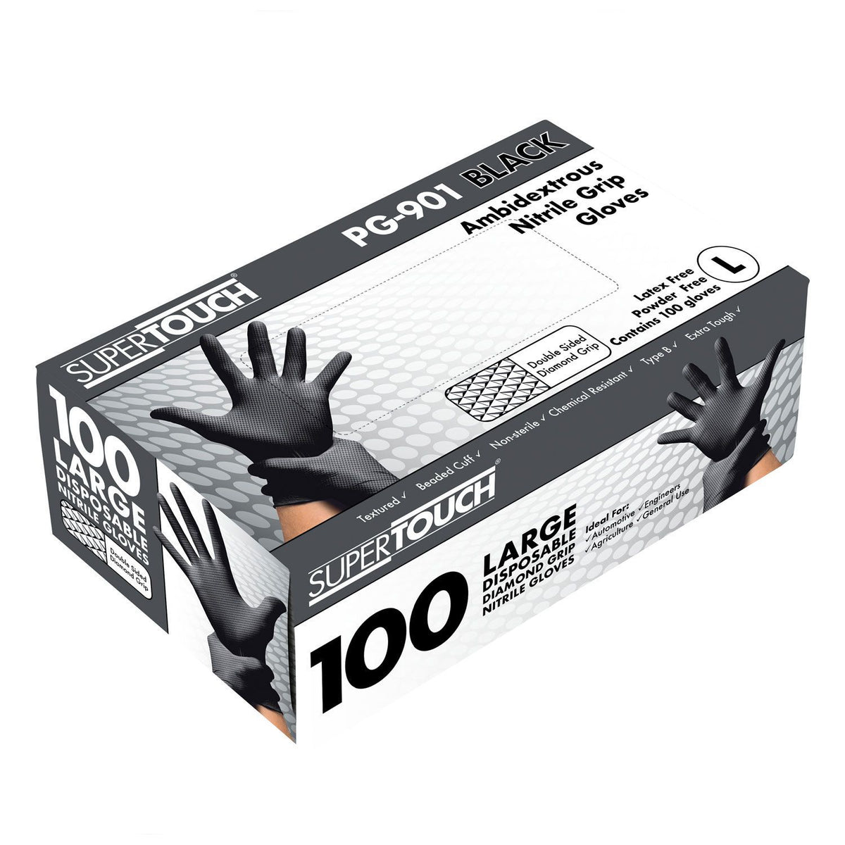 Supertouch - PG-901 Disposable Nitrile Diamond Grip Gloves, image 2