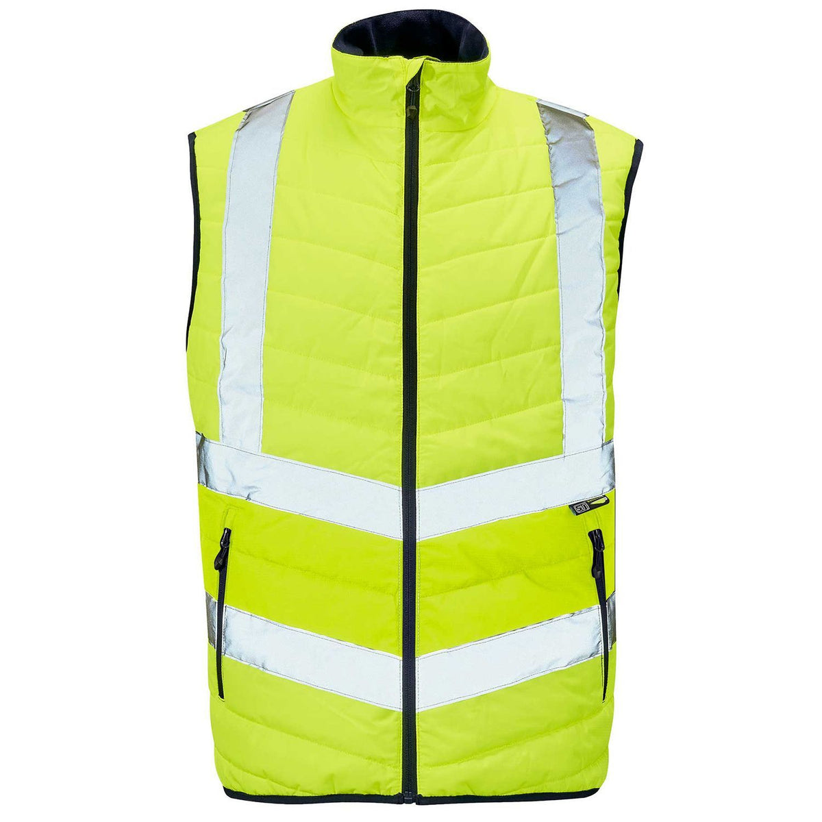 Supertouch Hi Vis Yellow 2 Tone Puffer Bodywarmer, main product image
