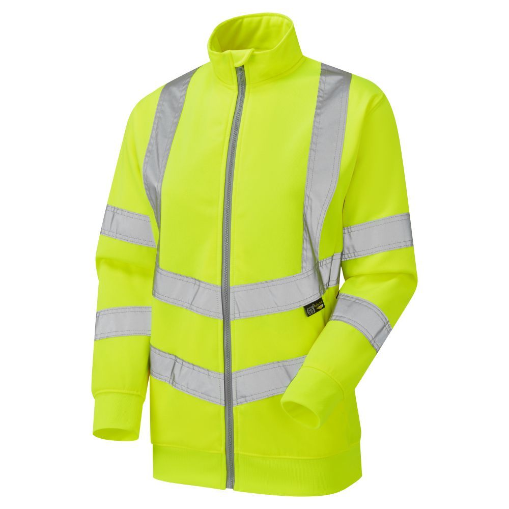 Supertouch - Ladies Hi Vis Yellow Eshaal Zipped Sweatshirt, main product image