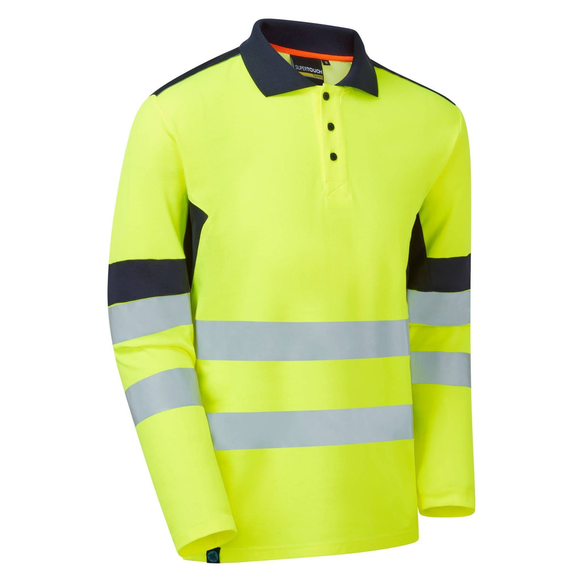 Supertouch Blue Sphere - System Hi-Vis Eco Yellow CottonCool Long Sleve Polo, main product image