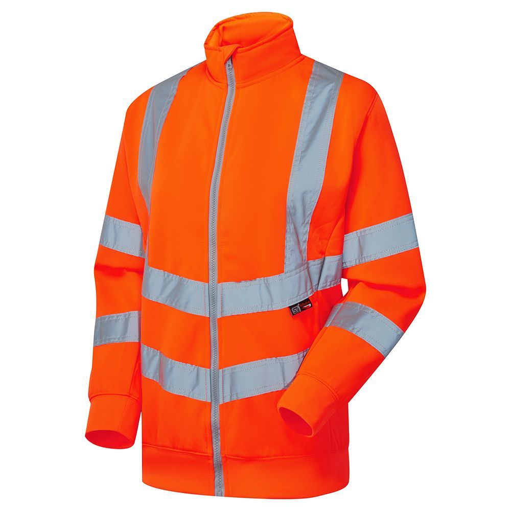 Supertouch - Ladies Hi Vis Orange Eshaal Zipped Sweatshirt, main product image