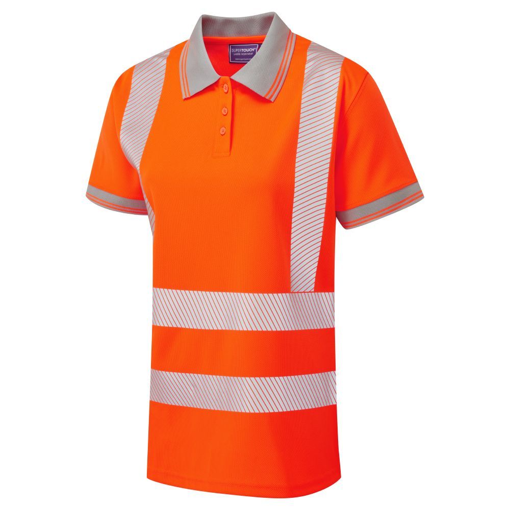 Supertouch - Ladies Hi Vis Orange Savannah Birds Eye Polo, main product image