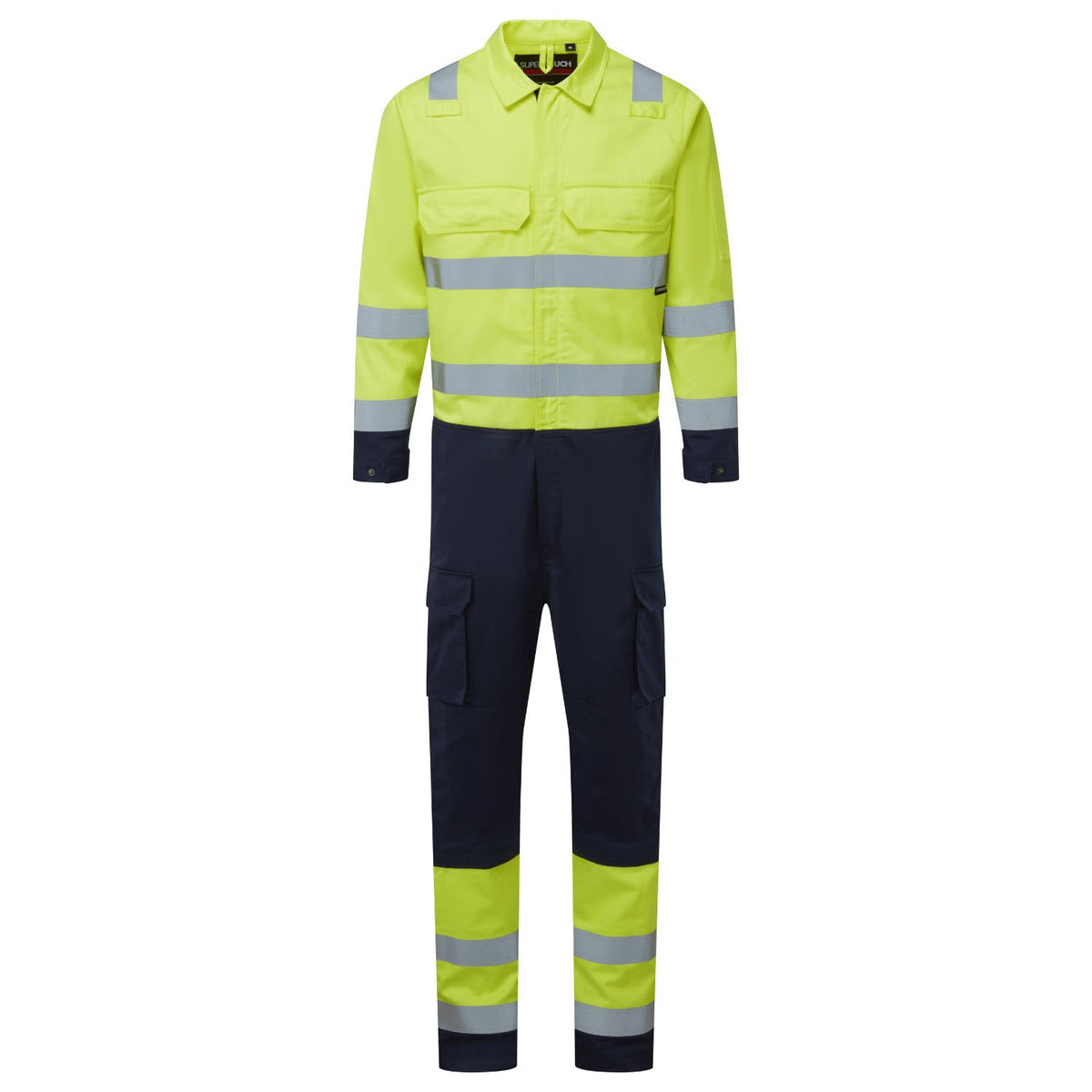 WeldTex - Weld-Tex Hi-Vis FR & Anti-Static Yellow/Navy Coverall, main product image
