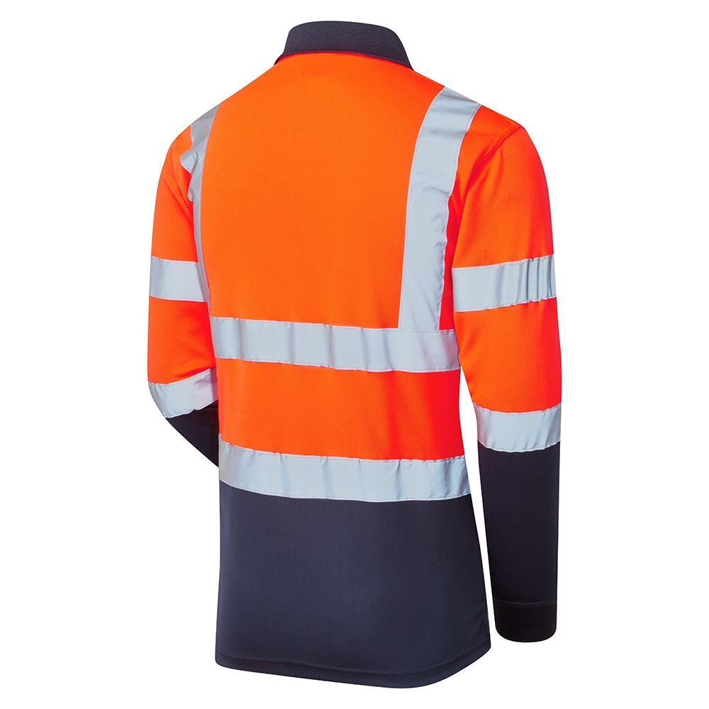Supertouch Hi-Vis 2 Tone Orange Long Sleeve Polo Shirt, image 2