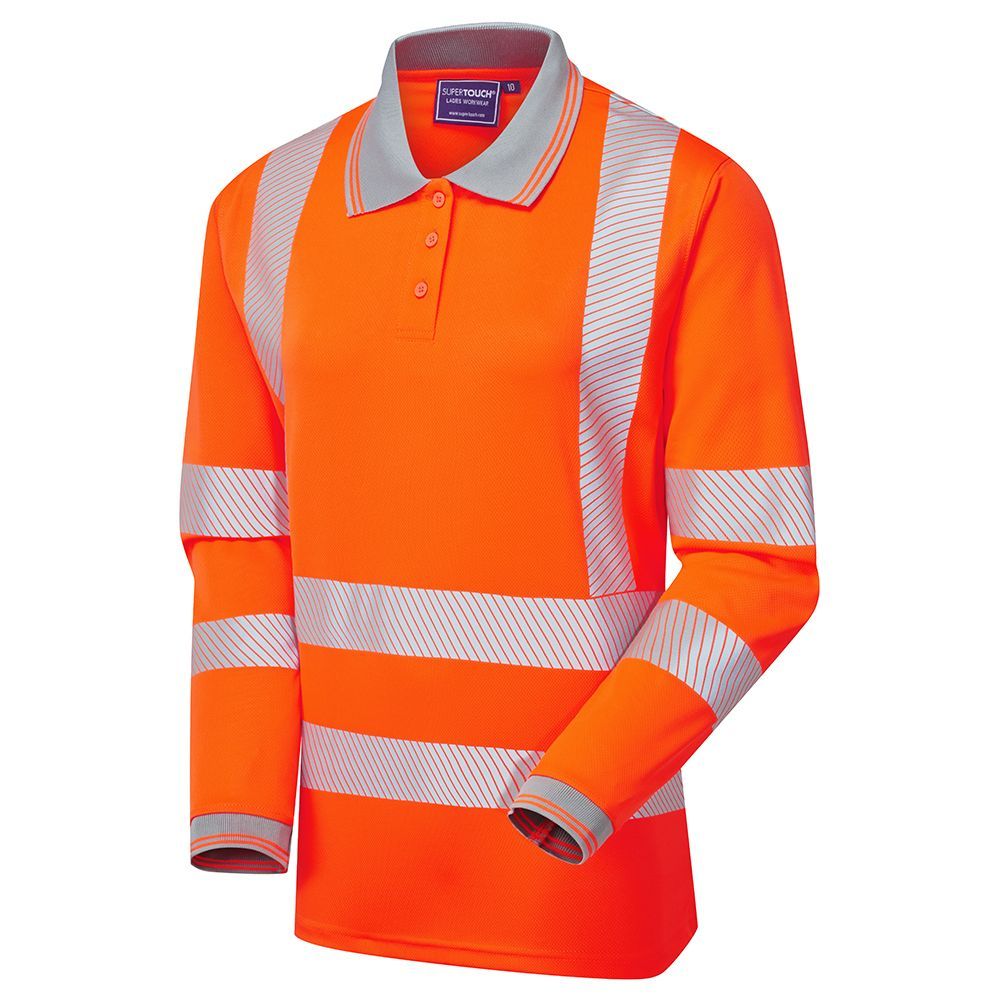 Supertouch - Ladies Hi Vis Orange Jaya Birds Eye Polo, main product image