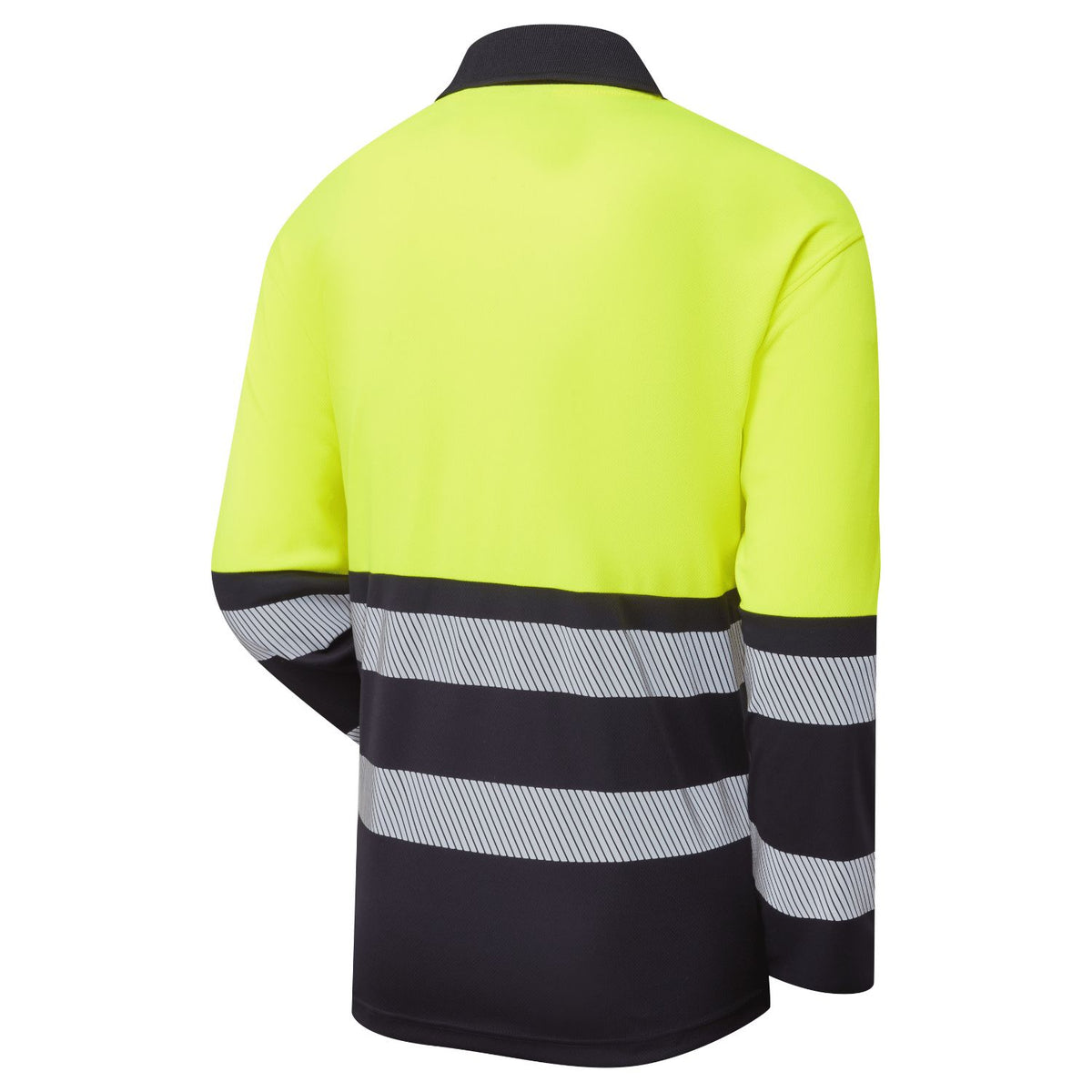 Supertouch Blue Sphere - Essentials Hi-Vis Eco Yellow/Navy CoolAir Long Sleeve Polo, image 3
