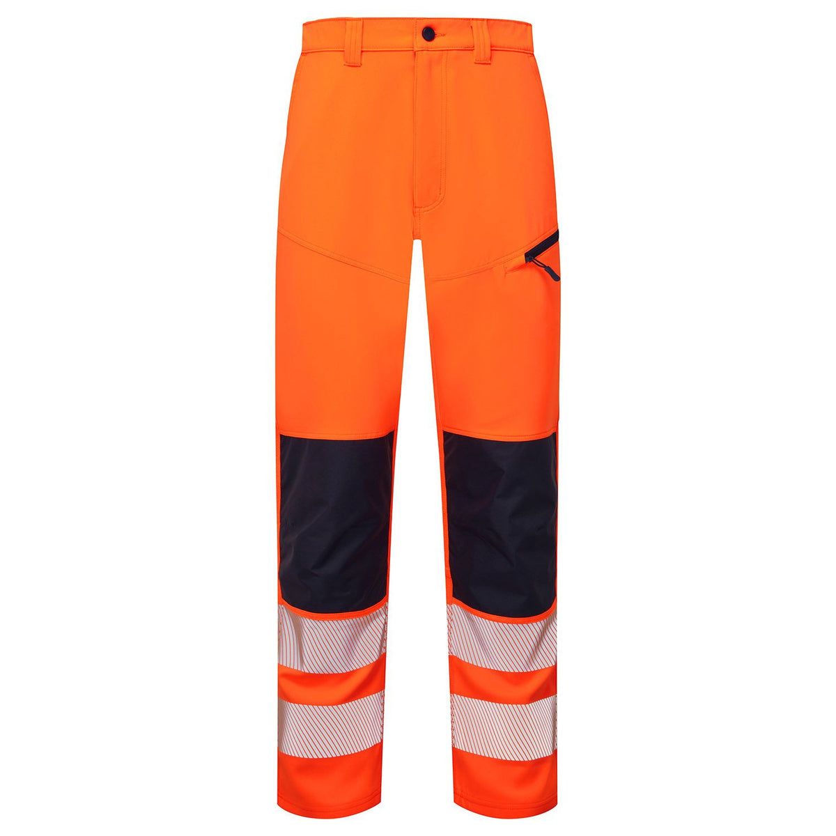 Essentials Hi Vis Eco Coolair 4-Way Stretch Orange/Navy Trousers front