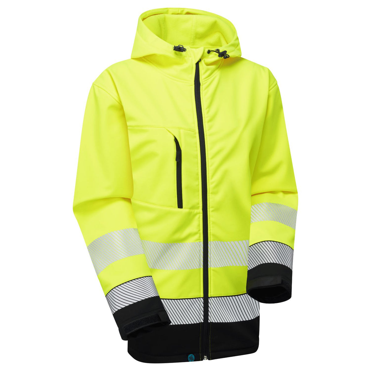 Supertouch Blue Sphere - Essentials Hi-Vis Eco Yellow/Navy Hooded Softshell Jacket, main product image