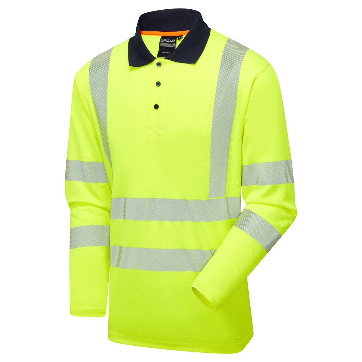 Supertouch Blue Sphere - Essentials Hi-Vis Eco CoolMax Yellow Long Sleeve Polo, main product image