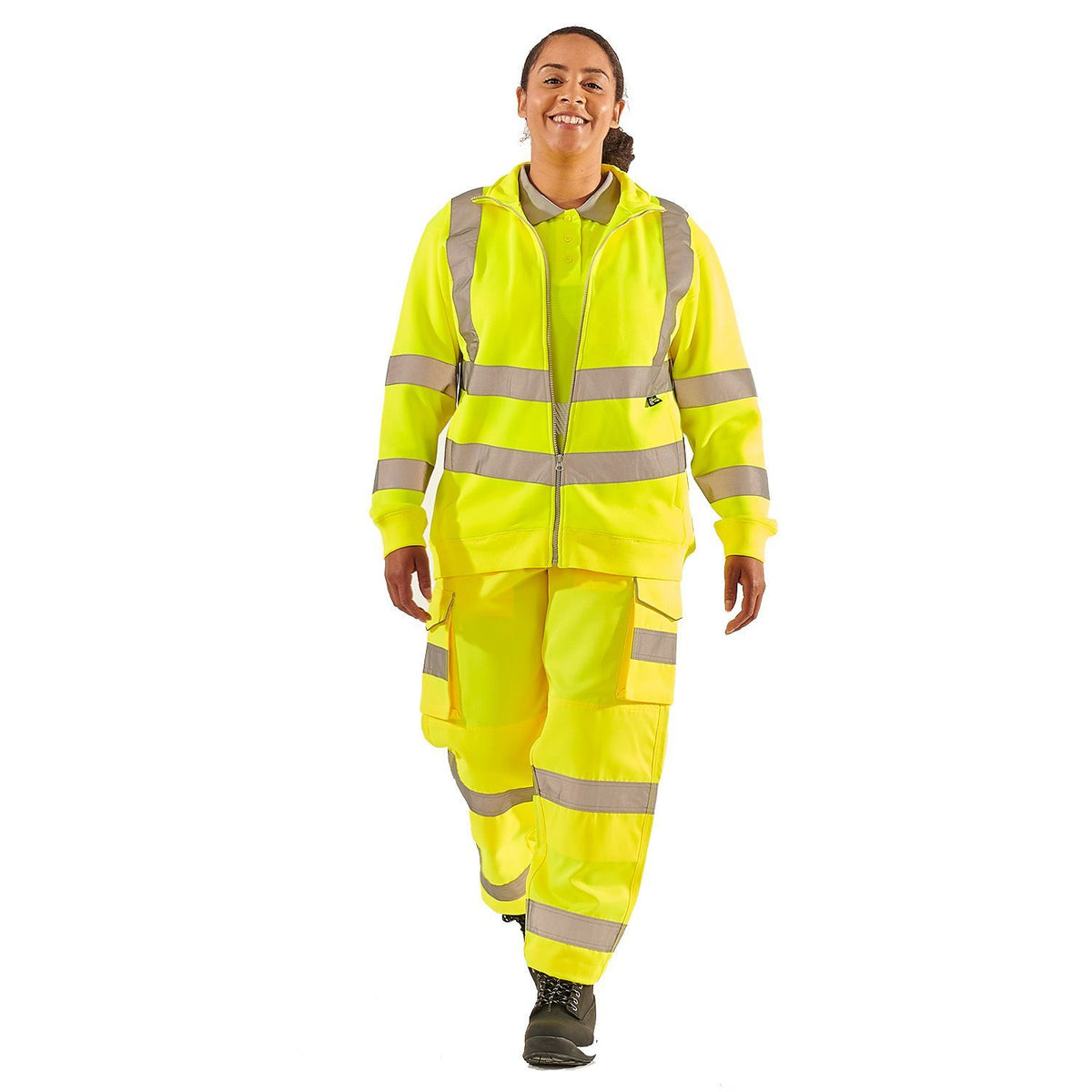 Supertouch - Ladies Hi Vis Yellow Eshaal Zipped Sweatshirt, image 5