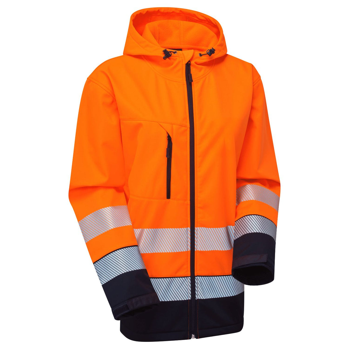 Supertouch Blue Sphere - Essentials Hi-Vis Eco Orange/Navy Hooded Softshell Jacket, main product image