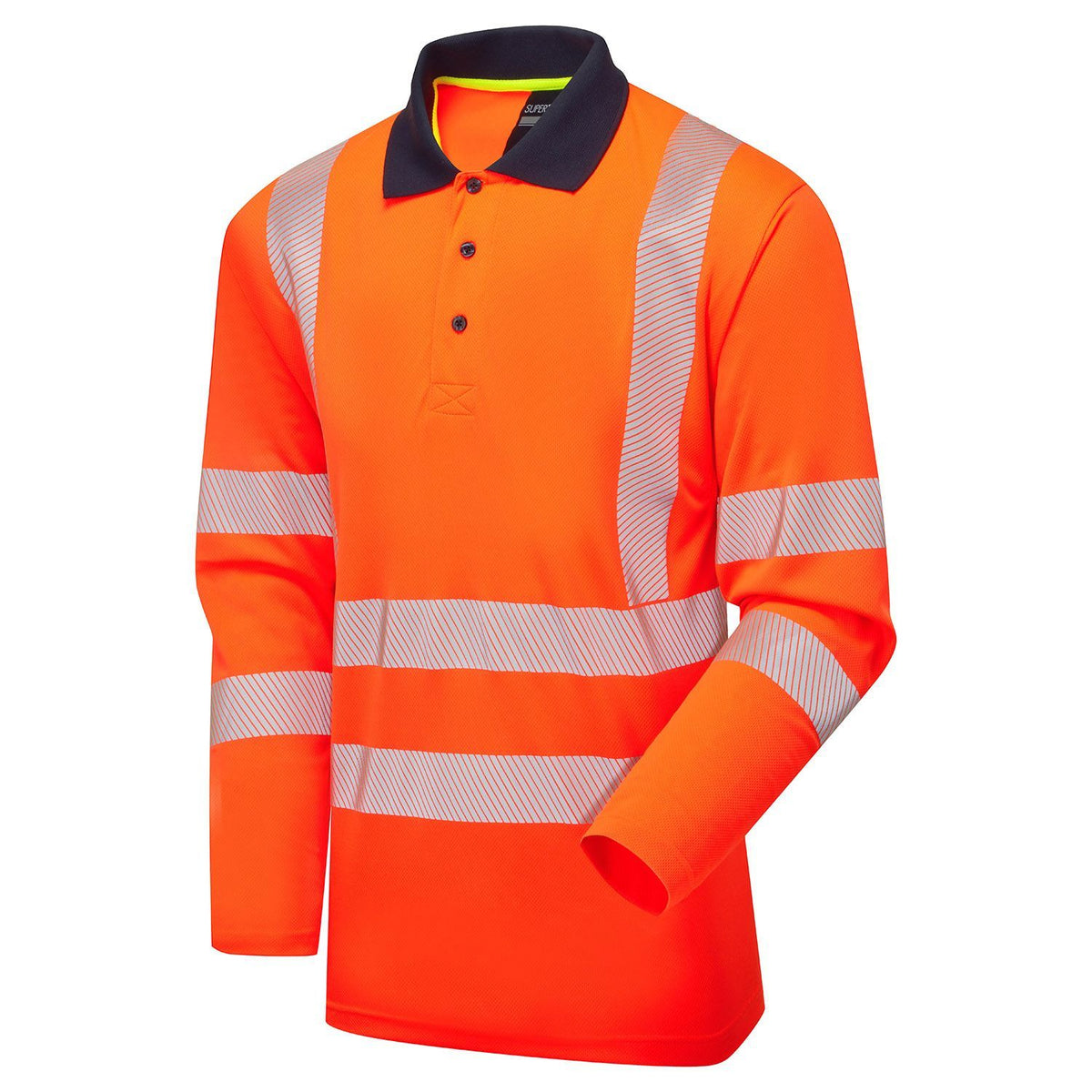 Supertouch Blue Sphere - Essentials Hi-Vis Eco CoolMax Orange Long Sleeve Polo, main product image